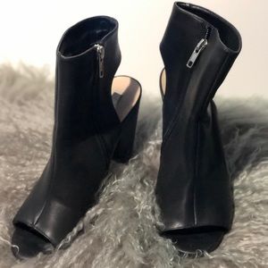 Open toed black booties